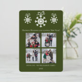 グリーンスノーフレークオーナメントフォトコラージュ シーズンカード (スタンド正面)