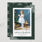 グリーンスノーフレークカリグラフィー写真クリスマスカード シーズンカード (正面/裏面)