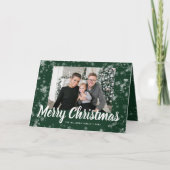 グリーンスノーフレーククリスマスフォトカード シーズンカード (正面)