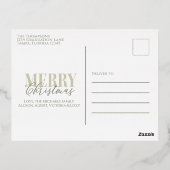 グリーンスノーフレーククリスマスフォト金ゴールド 箔シーズンポストカード (裏面)