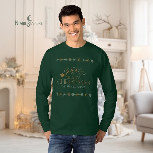 グリーンスノーフレーククリスマスメンズシャツ Tシャツ