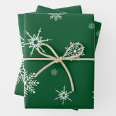 グリーンスノーフレーククリスマスラッピング紙 ラッピングペーパーシート (インサイチュ)