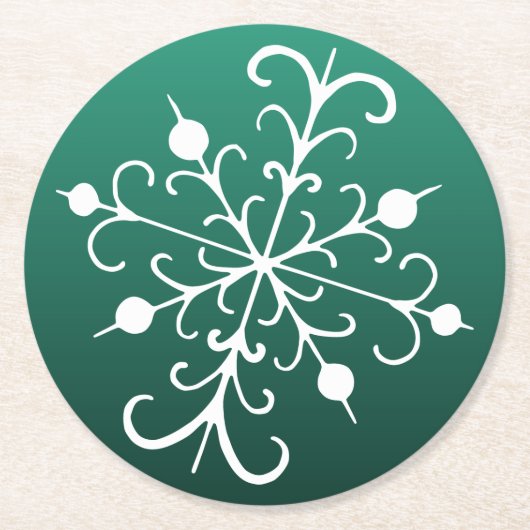 グリーンスノーフレークコースター ラウンドペーパーコースター (正面)