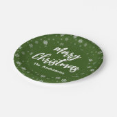 グリーンスノーフレークシンプルズエレガントメリークリスマス ペーパープレート (アングル)