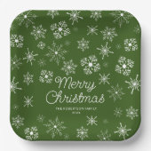 グリーンスノーフレークスクリスマスパーティー ペーパープレート (正面)