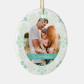 グリーンスノーフレークスホリデーズホワイトセラミックオーナメント セラミックオーナメント (右)