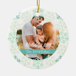 グリーンスノーフレークスホリデーズホワイトセラミックオーナメント セラミックオーナメント