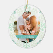 グリーンスノーフレークスホリデーズホワイトセラミックオーナメント セラミックオーナメント (左)