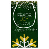 グリーンスノーフレークピースジョーラブモダンタイポグラフィ スモールペーパーバッグ (裏面)