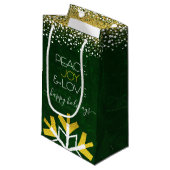 グリーンスノーフレークピースジョーラブモダンタイポグラフィ スモールペーパーバッグ (正面アングル)