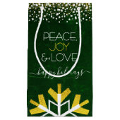 グリーンスノーフレークピースジョーラブモダンタイポグラフィ スモールペーパーバッグ (正面)