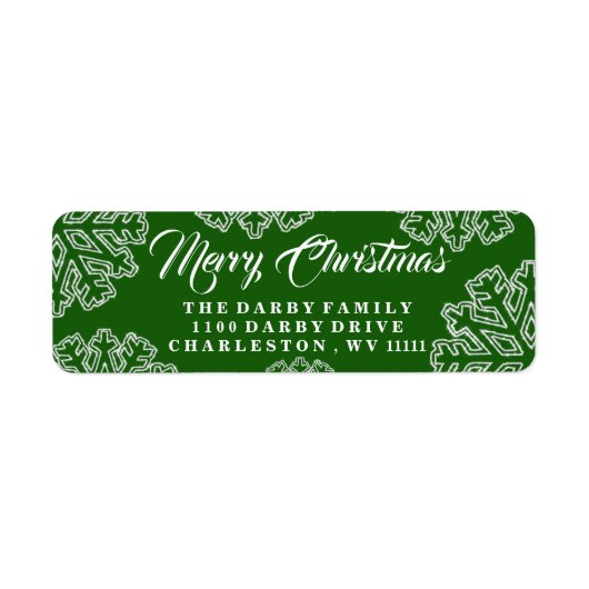 グリーンスノーフレークメリークリスマスラベル ラベル (正面)
