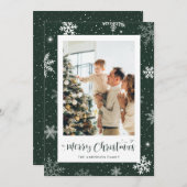 グリーンスノーフレーク写真クリスマスカード シーズンカード (正面/裏面)