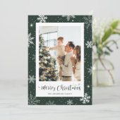 グリーンスノーフレーク写真クリスマスカード シーズンカード (スタンド正面)