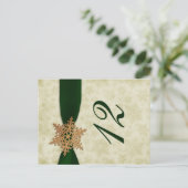 グリーンスノーフレーク冬のウェディングテーブル番号 ポストカード (スタンド正面)