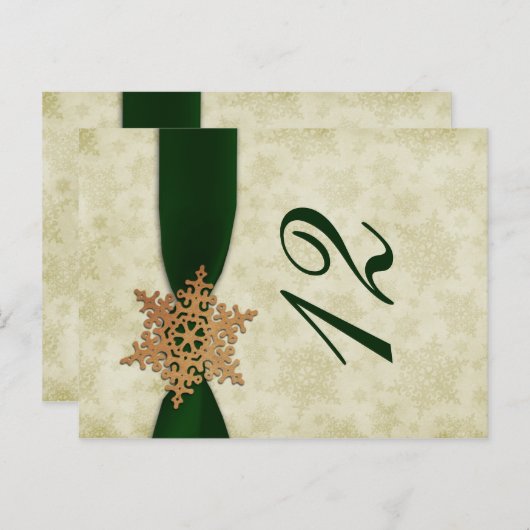 グリーンスノーフレーク冬のウェディングテーブル番号 ポストカード (正面/裏面)