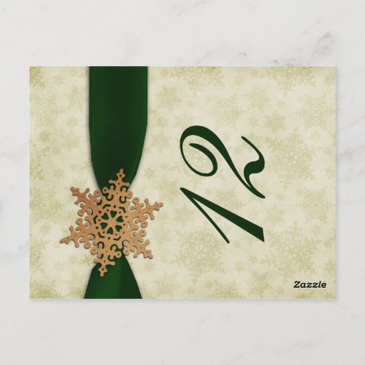 グリーンスノーフレーク冬のウェディングテーブル番号 ポストカード (裏面)