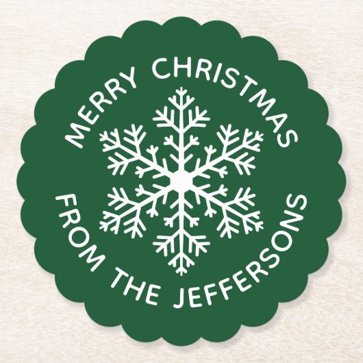 グリーンスノーフレーク紙コースター ペーパーコースター (正面)