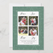 グリーンスノーフレーク4枚フォトクリスマスカード シーズンカード (正面)