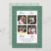 グリーンスノーフレーク4枚フォトクリスマスカード シーズンカード (正面/裏面)