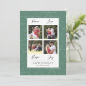 グリーンスノーフレーク4枚フォトクリスマスカード シーズンカード (スタンド正面)