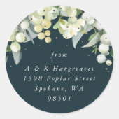 グリーンスノーベリー+ユーカリのクリスマスアドレス ラウンドシール (正面)