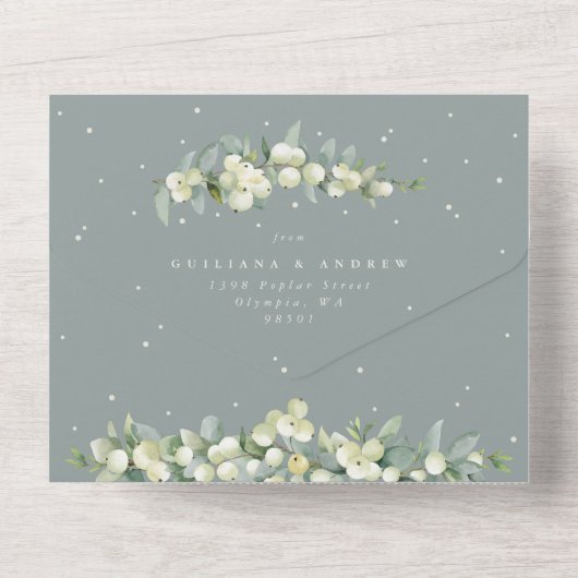 グリーンスノーベリー+ユーカリウェディングレセプションのみ オールインワン招待状 (裏面)