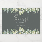 グリーンスノーベリー+ユーカリプトゥスウィンターウェディングミニ リキュールボトルラベル (シングルラベル)