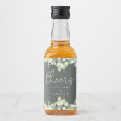 グリーンスノーベリー+ユーカリプトゥスウィンターウェディングミニ リキュールボトルラベル (正面)