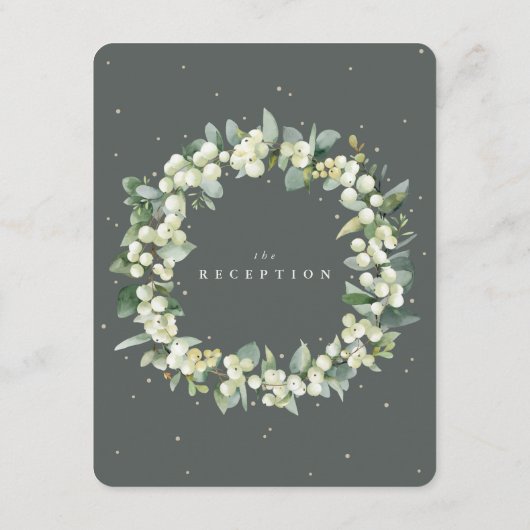 グリーンスノーベリー+ユーカリプトゥスステムウェディングレセプション エンクロージャーカード (裏面)