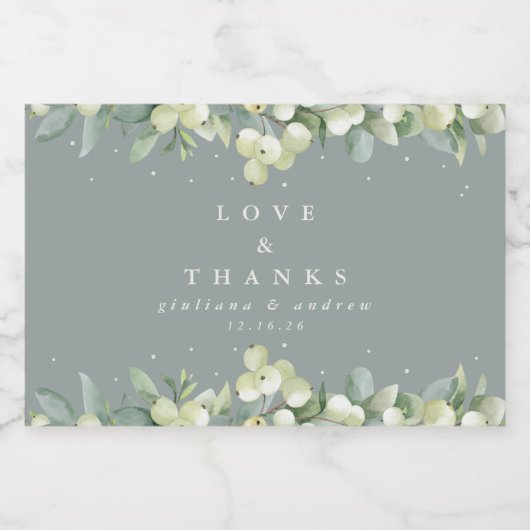 グリーンスノーベリー+ユーカリ冬の結婚式の好意 フードラベル (シングルラベル)