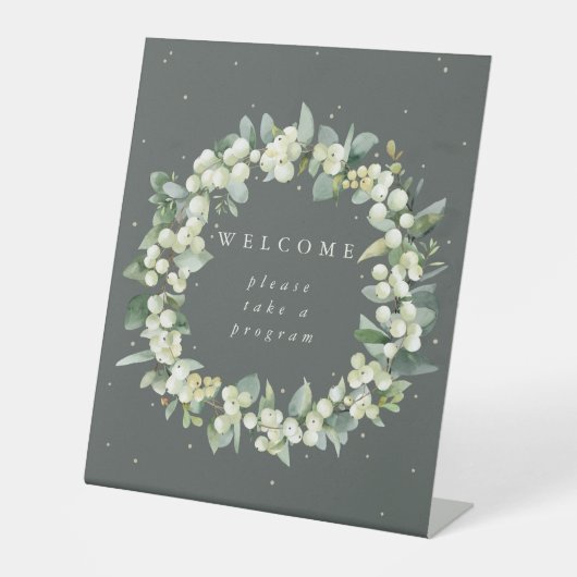 グリーンスノーベリー+ユーカリ歓迎プログラムテーブル 台座サイン (正面)