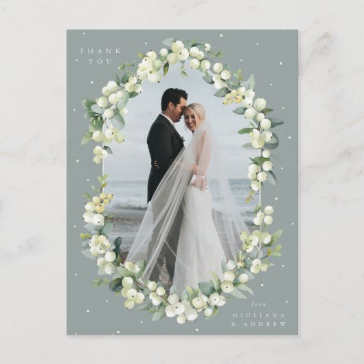 グリーンスノーベリー+ユーカリ結婚プトゥスの感謝の写真 ポストカード (正面)