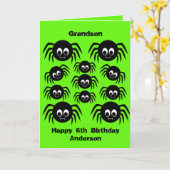 グリーンスパイダーハロウィーン誕生日孫 カード (黄色い花)