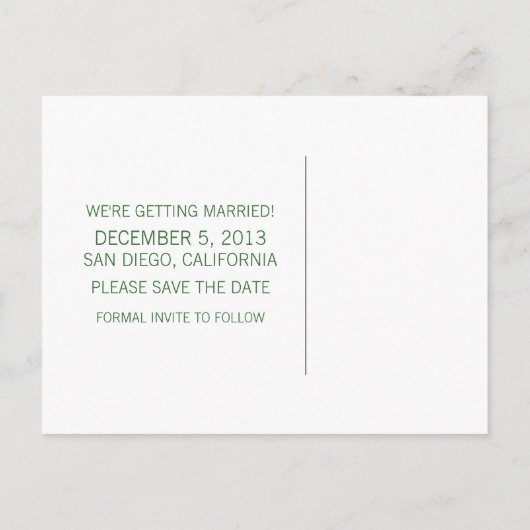 グリーンスパークリホリデーツリー日付はがきを保存 案内ポストカード (裏面)