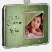 グリーンスパークリーベビー初めてのクリスマス シルバープレートフレームオーナメント (右)