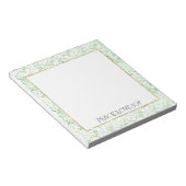 グリーンスパークルドット金ゴールドグリッツ ノートパッド (アングル)