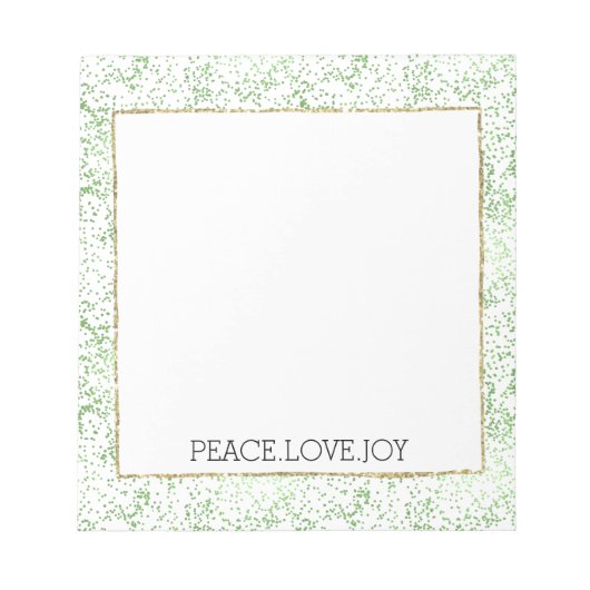 グリーンスパークルドット金ゴールドグリッツ ノートパッド (正面)