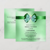 グリーンスパークル sage ボウ ダイヤモンド シマー ライト 招待状 (正面/裏面)