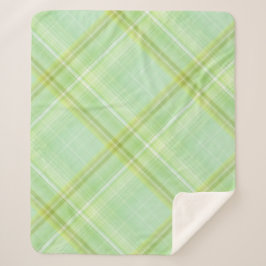 グリーンスプラウットパステルグリーンプレイド シェルパブランケット