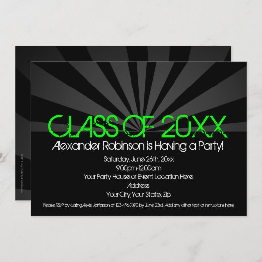 グリーンスポットライト卒業パーティー招待状 招待状 (正面/裏面)