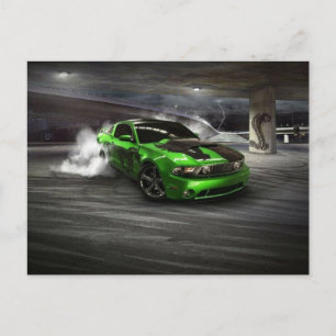 グリーンスポーツカーはがき ポストカード
