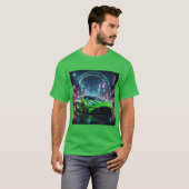 グリーンスポーツカーオンレインネオン通り Tシャツ (正面フル)