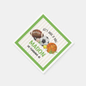 グリーンスポーツサッカーバスケットボールバースデーパーティー スタンダードカクテルナプキン (角)