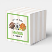 グリーンスポーツサッカーバスケットボールバースデーパーティー フェイバーボックス (裏面サイド)