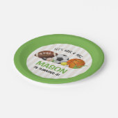 グリーンスポーツサッカーバスケットボールバースデーパーティー ペーパープレート (アングル)