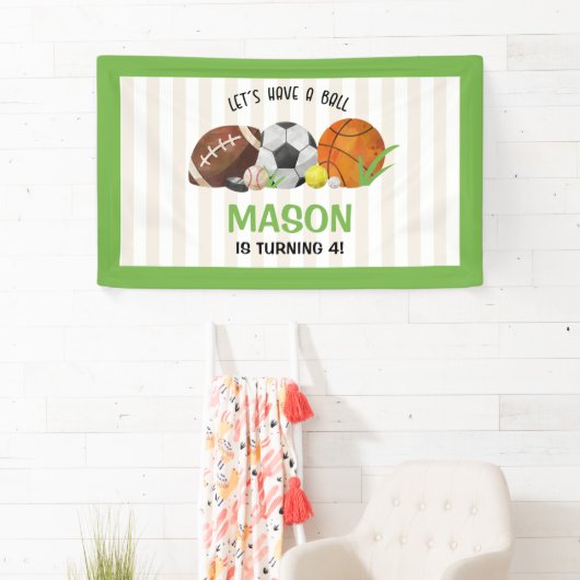 グリーンスポーツサッカーバスケットボールバースデーパーティー 横断幕 (インサイチュ)
