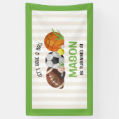 グリーンスポーツサッカーバスケットボールバースデーパーティー 横断幕 (縦)