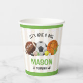 グリーンスポーツサッカーバスケットボールバースデーパーティー 紙コップ (裏面)