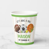 グリーンスポーツサッカーバスケットボールバースデーパーティー 紙コップ (正面)